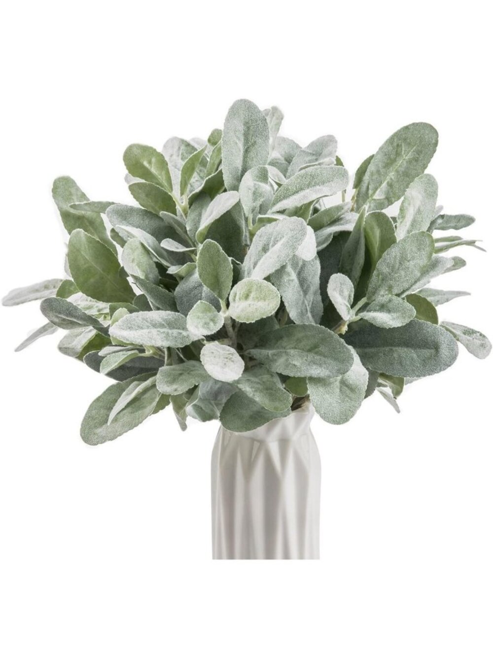 6pcs 14" Flocked Sage Leaves - Artificial Lambs Ear Stems for Home Decor